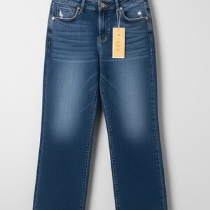 RISEN Jeans Size 7/28 High Rise Straight Leg Raw Hem Distressed Medium Wash NWT